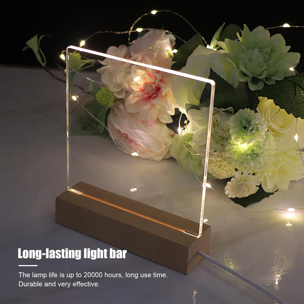 LED Wood Display Base Creative Rectangle Crystal USB Lighted Stand for Resin Art Acrylic Light Plate Stand Craft