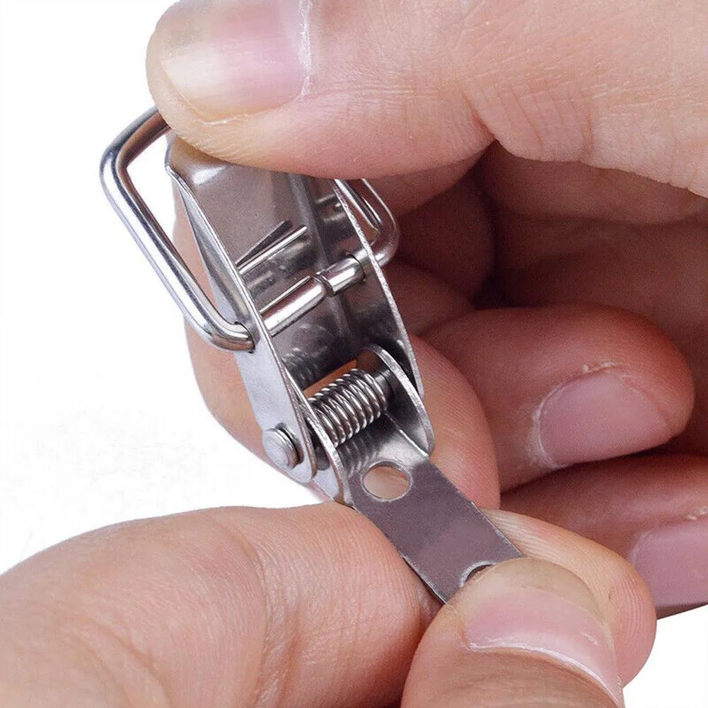 4PCS Hardware Cabinet Boxes Spring Loaded Latch Catch Toggle Hasp Mild Steel Hasp For Wood Box Clasp Closures Crate Lock