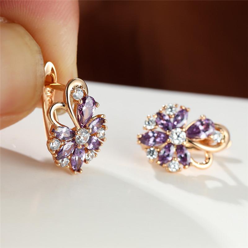 1 пара, серьги-клипсы в виде капли воды, синие, розовые, фиолетовые, цвета морской волны, с лепестками цветка, в цветочном стиле