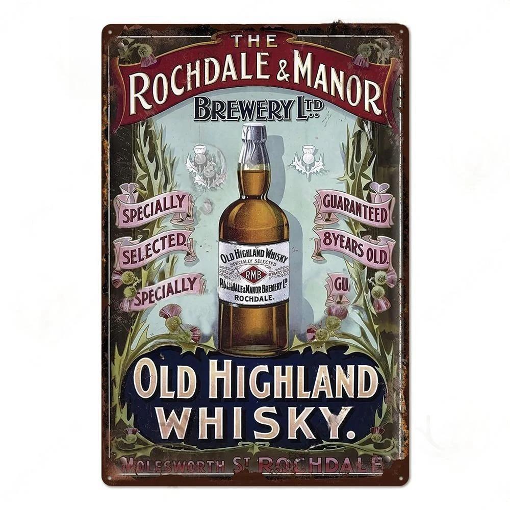 Vintage Bar Whisky Plaque Metal Club Tin Metal Logo Badge Girl Decor Garage Club Bar Men's Cave Bar Cafe Wall Decoration