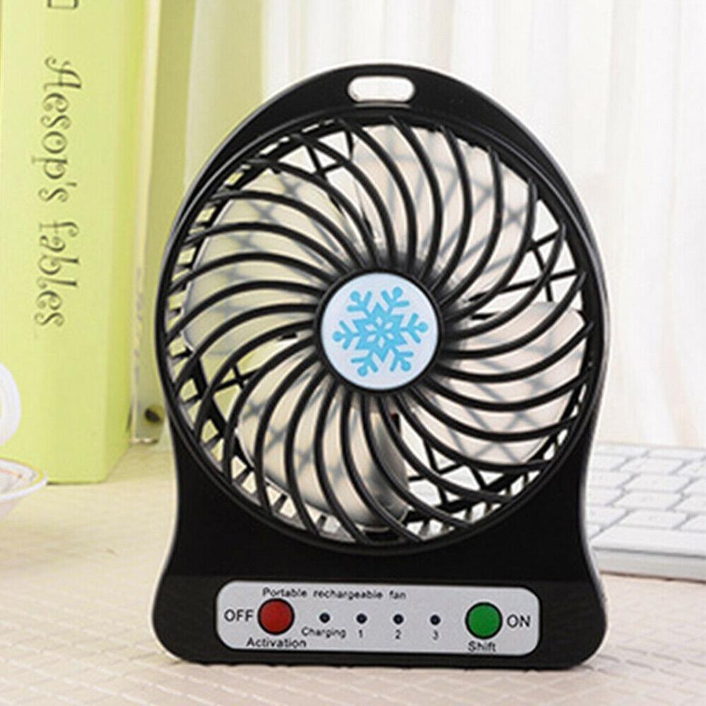 New Black Mini Portable Rechargeable Fan USB Charging Fan Air Cooler LED Light