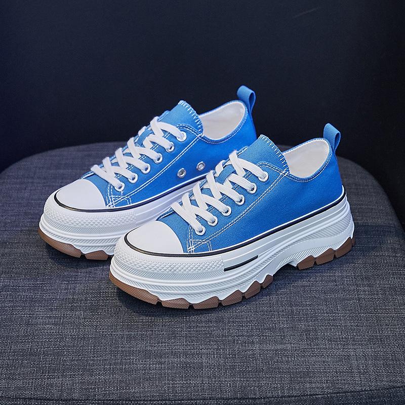 Модная корейская парусиновая обувь для женщин 2024 года, горячая распродажа, дышащая модная обувь на платформе, повседневная обувь с толстой подошвой, кроссовки для женщин