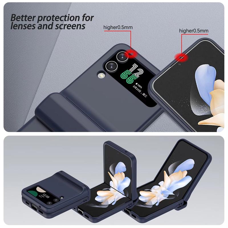 Luxury Folding Full Package Hinged Phone Case For Samsung Galaxy Z Flip 6 5 4 3 Insert Card Frosted Protective Case For Z Flip 7