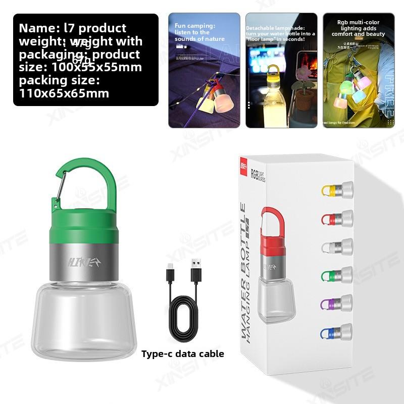 Portable Hanging Water Bottle Cap Light Color Changing DIY Emergency Streamer Ambient Light Outdoor Backpack Hiking Bottle Lamp