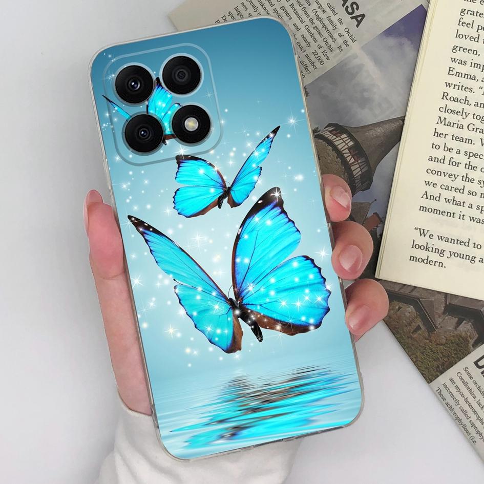 Чехол для телефона Honor Magic5 Pro 9S 9X Pro 20S 30S X8a X7a 8A Pro, задняя крышка, прозрачный противоударный мягкий силиконовый чехол с бабочкой и цветком для Honor, бампер