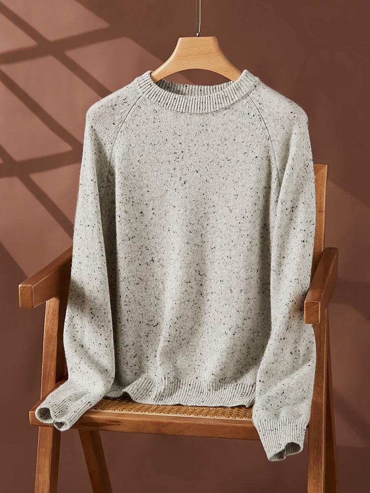 2025 Autumn/Winter Women's Polka Dot Cashmere Sweater with Raglan Sleeves