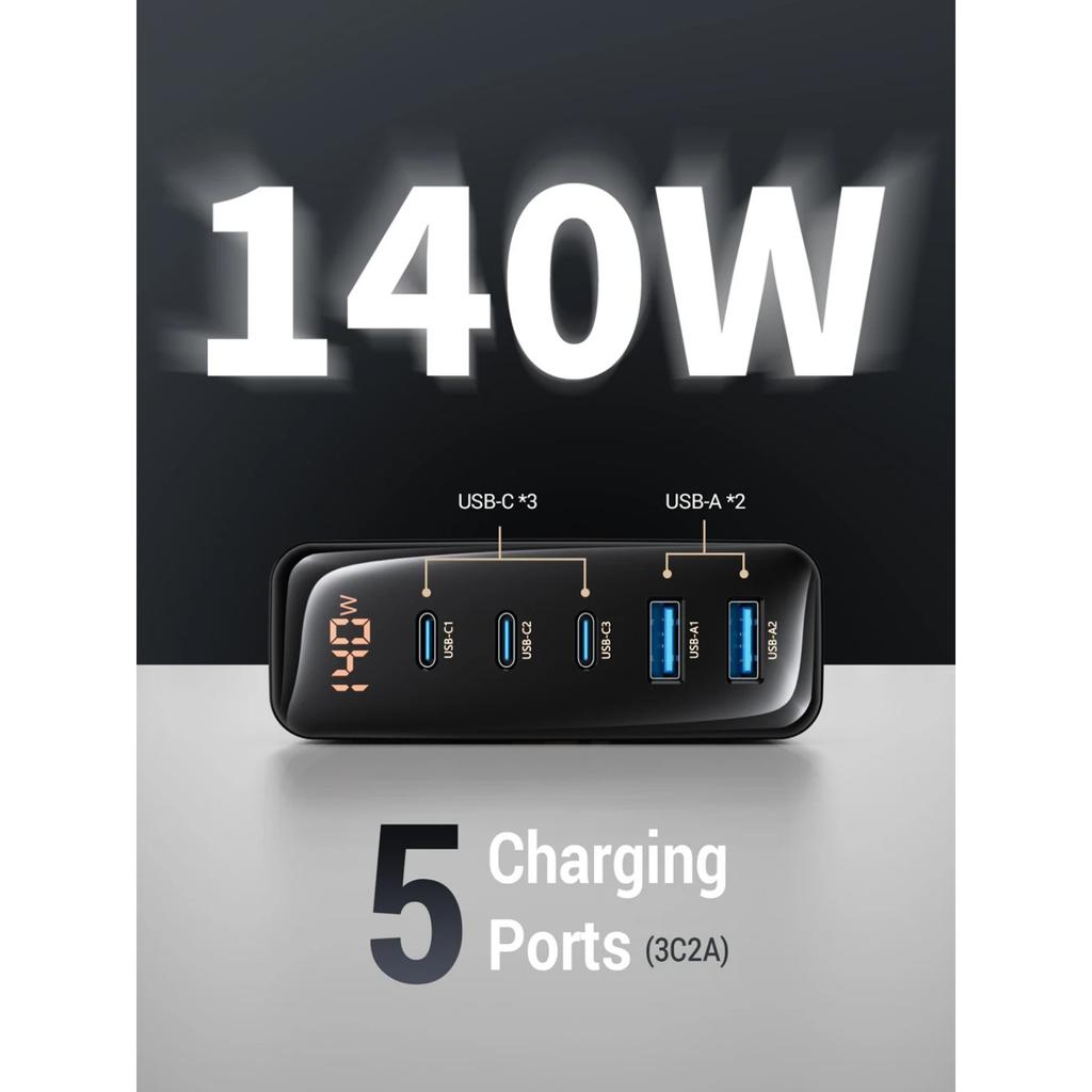 140 Вт GaN зарядное устройство для настольного ноутбука быстрое зарядное устройство 5 в 1 PPS PD QC быстрая зарядка для iPhone 16 15 14 13 Pro Max зарядное устройство для телефона Xiaomi Samsung