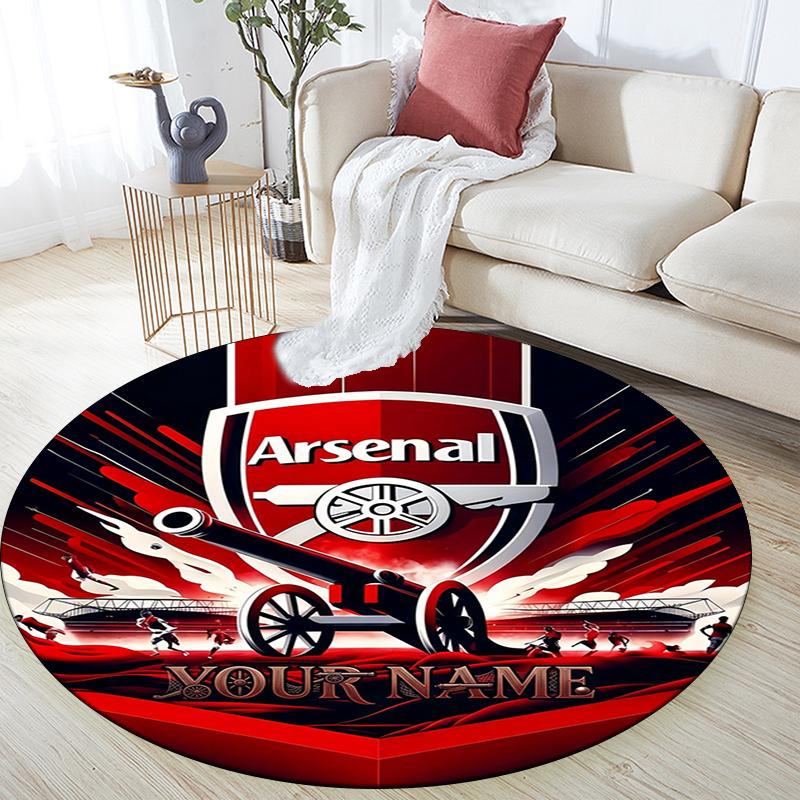 Custom Name,Arsenal pattern round rug,Carpet Rug for Living Room Bedroom Playroom ,Non-slip Floor Mat,Holiday Gifts and Birthday Gifts.
