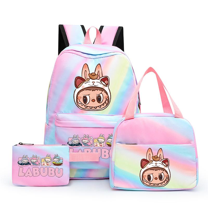 3Pcs/set Printed Backpack with Lunch Bag Pencil Case Student Teenager Boy Girl Bagpack Women's Backpack Set Travel Bag