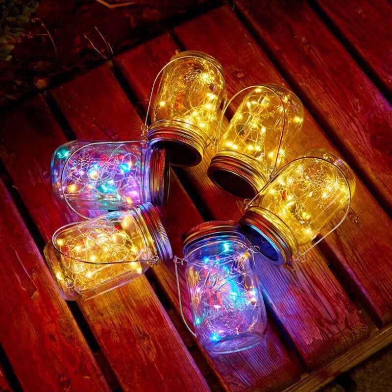 Набор из 3-х солнечных банок-светильников с теплым светодиодным светом для подвешивания на улице