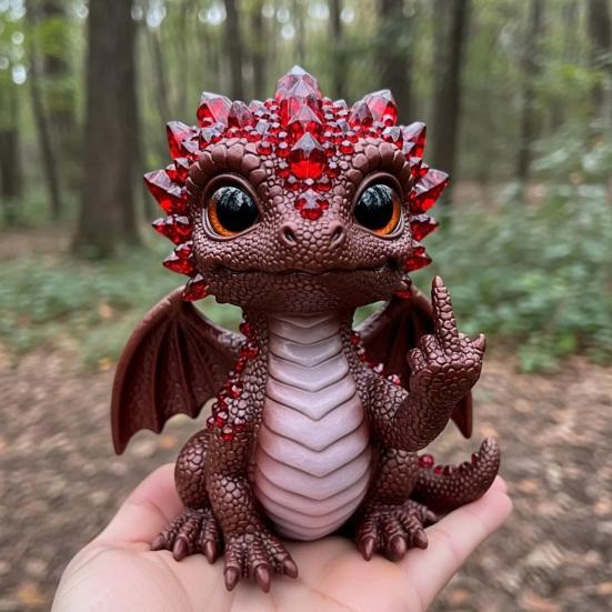 Baby Dragon Figurine Cheeky Dragon Statue Collectible Flip-off Baby Dragon