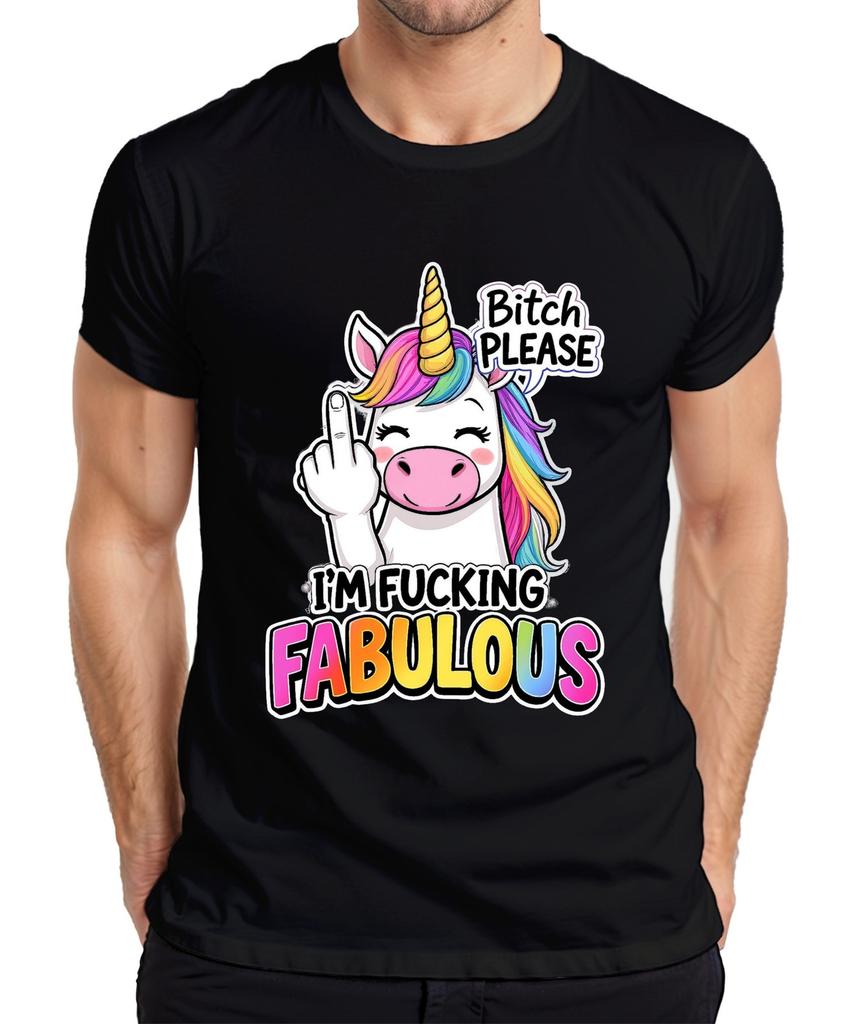 Im Fucking Fabulous Unicorn Rainbow Middle Finger Gift Unisexs Tshirt