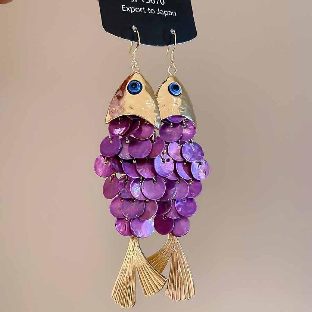Personality Imitation Shell Tassel Earrings Elegant Dangle Earrings Fish-shaped Earrings Festival