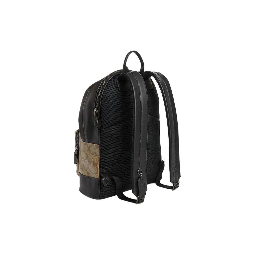 COACH West PVC Cow Leather Fabric Backpack Large Unisex Khaki Mixed Color (Unisex) Backpacks CQ629 QBE7V