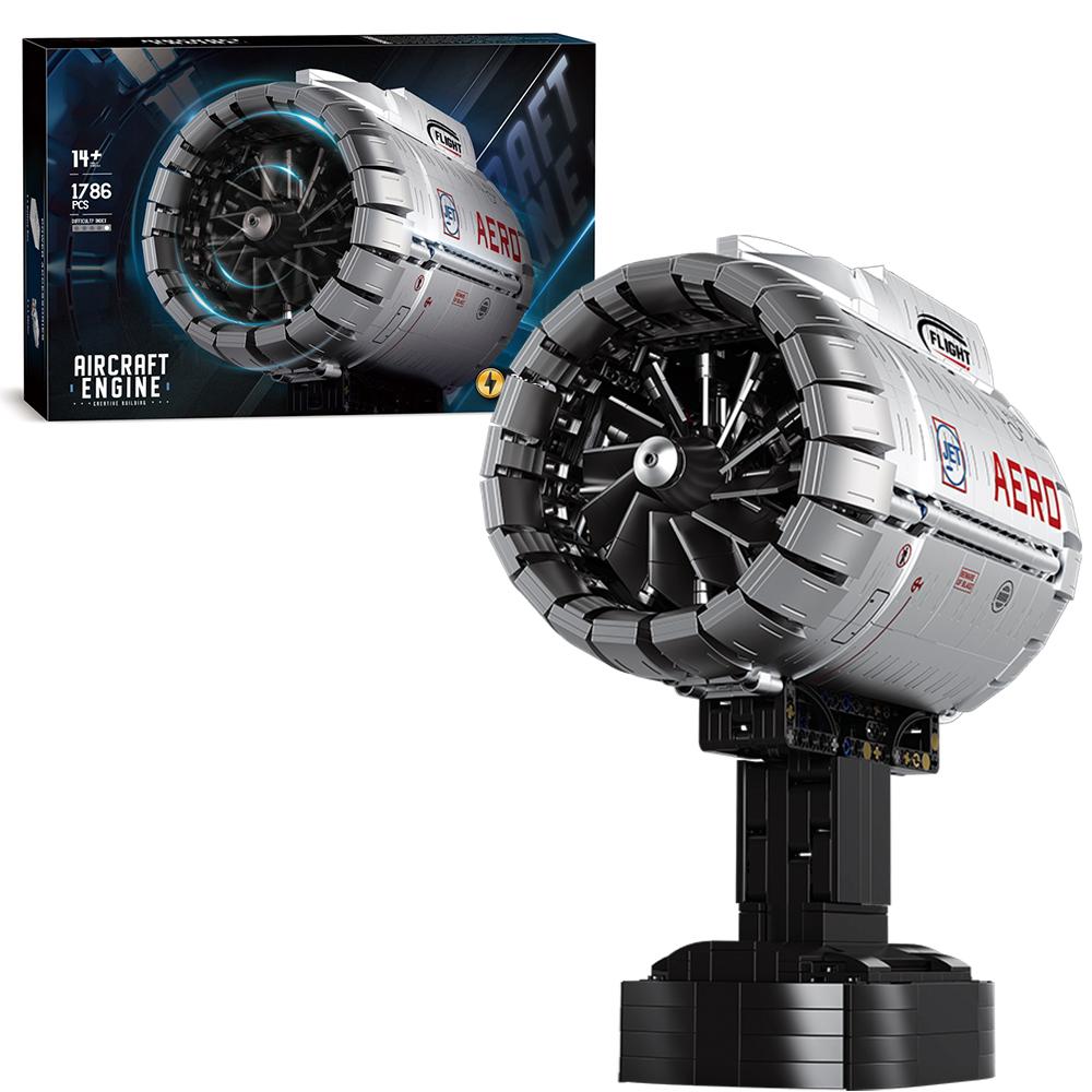 Non-Toxic 1786Pcs Aviation Turbofan Building Blocks Aircraft Engine Model Educational Diy Toy Holiday Gift For Kids Adults Desktop Deco