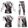 Cody Lundin Men Sportsuit For MMA Jiu Jitsu Gi Rashguard Fight Shorts Compression Set Tear Resistance BJJ Fitness Tracksuit