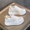 Fashion 8cm Genuine Leather Platform Wedge Shoes Chunky Sneaker White Casual Shoes Comfortable Breathable Spring Autumn Winter Shoes