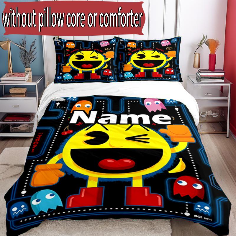 3pcs Duvet Cover Set (1*Duvet Cover + 2*Pillowcase, Without Core), Custom Name PAC Pattern Bedding Set, Home Bedroom Decor Gift