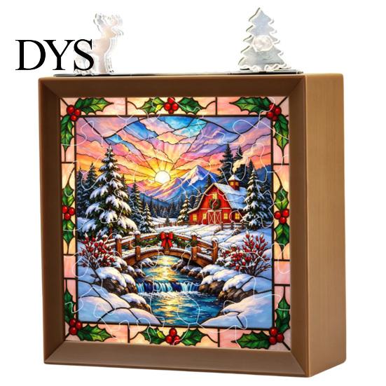 Настольный домашний орнамент DIY Рождественская акриловая головоломка Ночник, Деревянная рама Ручная сборка Пазл Ручная работа Арт-набор Лампа, Креативный настольный светодиодный
