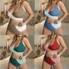 Women's Large Size Colorful Straps Bikini Summer Beach Collision Swimsuit Sports Beach Plus Size Swimsuit Sets