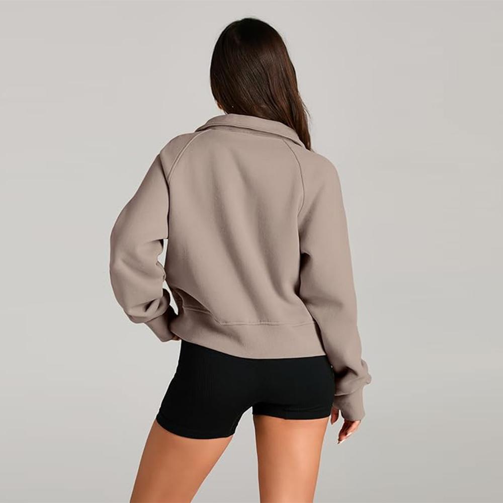 Женские толстовки на молнии, укороченный пуловер, флисовые толстовки на молнии на четверть, осенняя одежда, одежда с отверстием для большого пальца