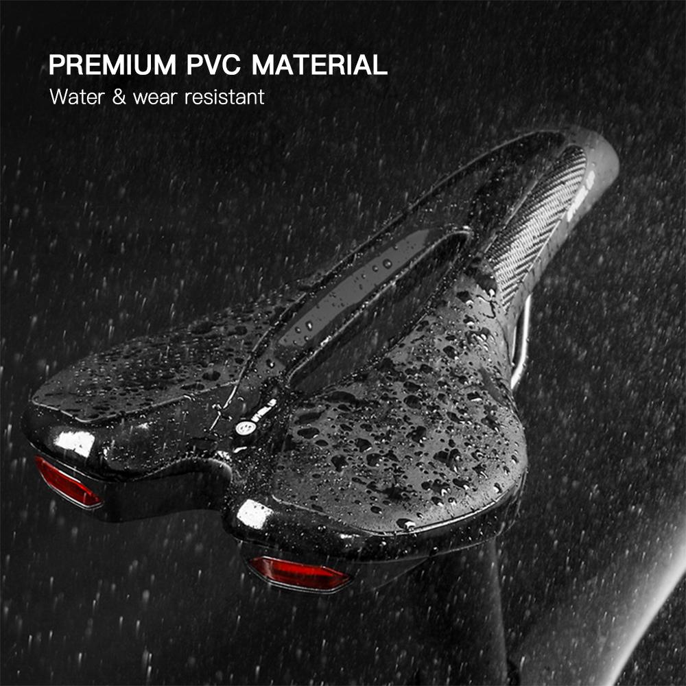 Велосипедное седло Мягкое велосипедное седло с USB-зарядкой Предупреждающий задний фонарь Дышащая подушка сиденья для