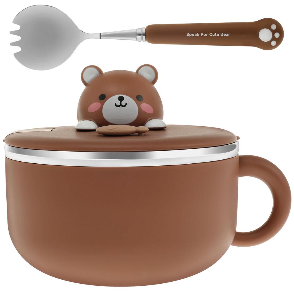 Чаша для рамена 1200 мл из нержавеющей стали 304, чаша для лапши с крышкой и ловилкой, термостойкая, с ручками, чаша-пароварка для лапши рамен