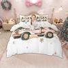 Homewish Christmas Tree Duvet Cover Set for Children, Xmas Gingerbread Bedding Set, Santa Claus Comforter Cover Set