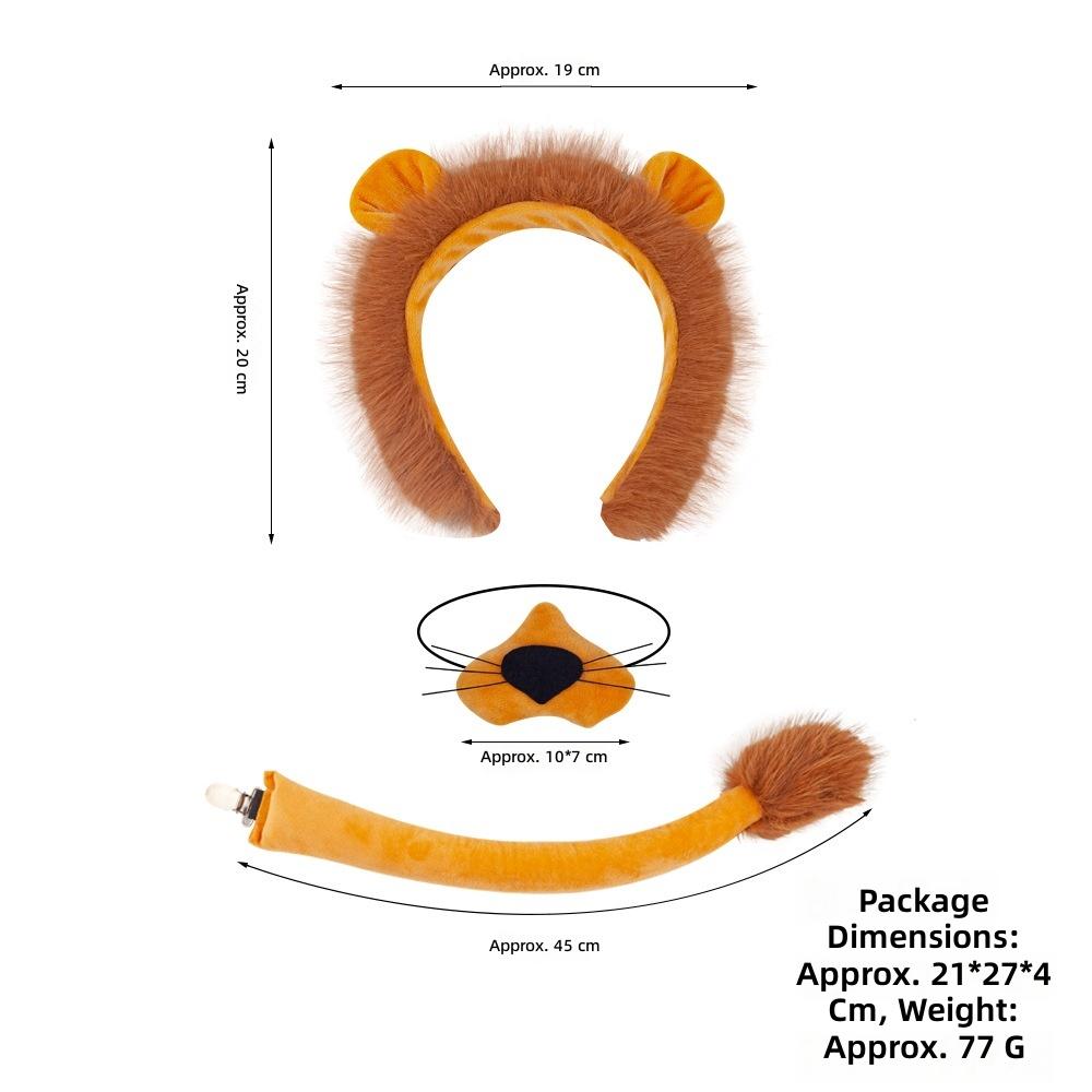 Halloween Children's Sweet Animal Headband Unisex Plastic Creative Props Zoo Lion Ear Headwear Set