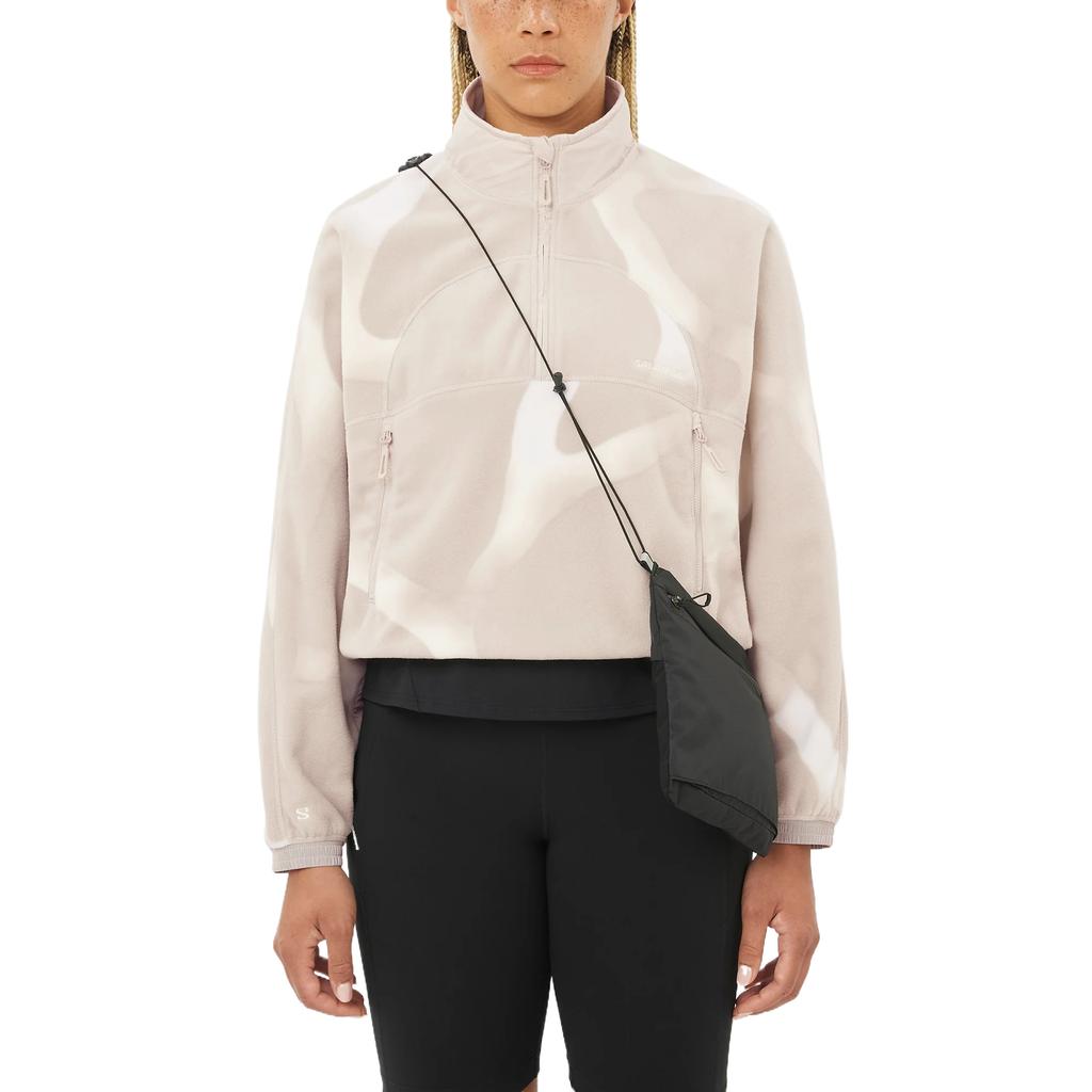 SALOMON Хроматическая Укороченная Толстовка с Воротником-стойкой, Теплая, Короткая, для Походов, Мягкий Флис, Женские Топы C28456