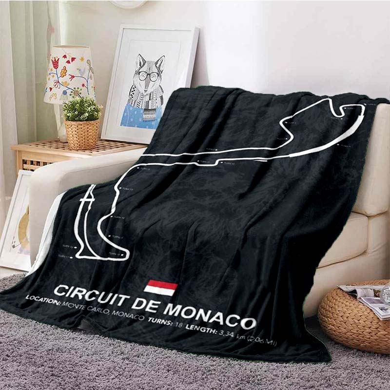Racing Circuit Track Map Flannel Throw Blanket Cozy Soft Lightweight All Season Sofa Couch Bed Decor Gift for Motorsport Lovers