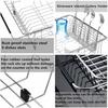 SANNO Expandable Dish Drainer, Sliding Dish Drainer, Kitchen Rack with Cutlery Holder, Stainless Steel