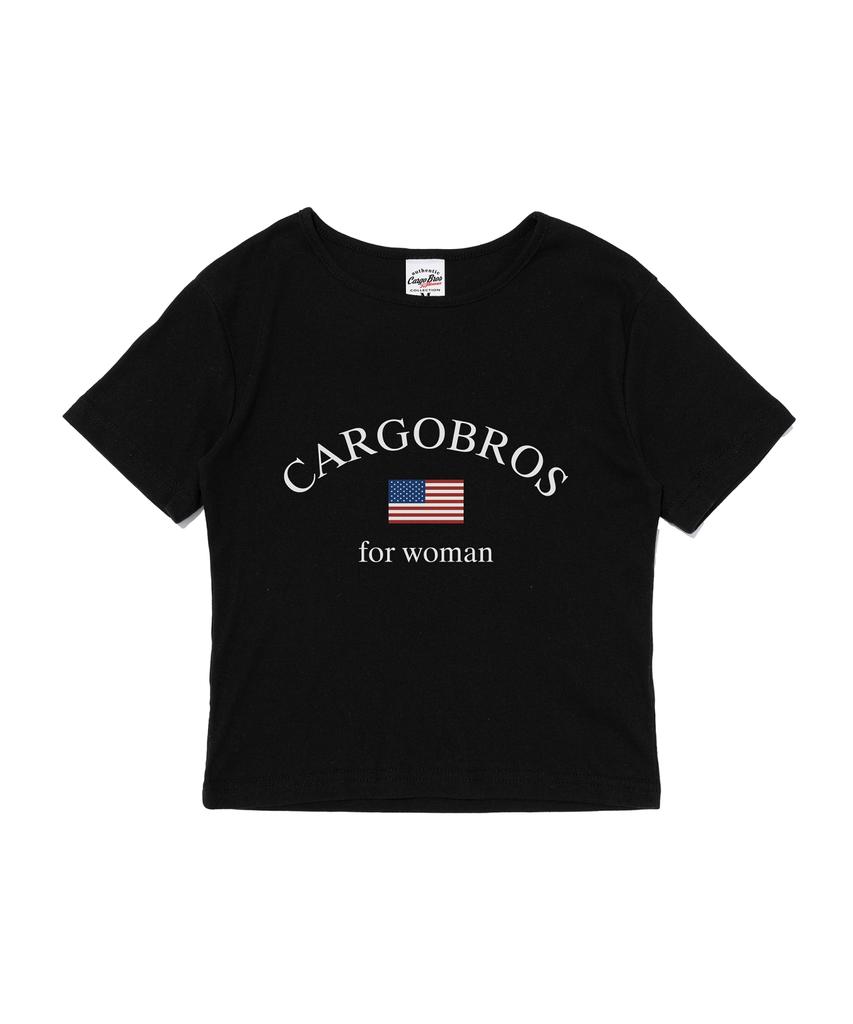 CARGOBROS ДЛЯ ЖЕНЩИН Футболка с коротким рукавом Classic с логотипом США (черный)