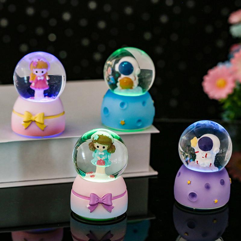 Мини-хрустальный шар на космическую тематику, настольное украшение со светодиодной подсветкой, подарок на день рождения для детей