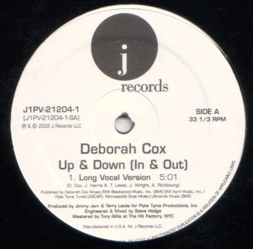 12inch Record DEBORAH COX Up Down In Out J1PV212041 J Records 2002 US SoulFunk Used