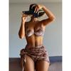 Digital Printed Mesh Three-Piece Bikini Split Swimsuit for Women