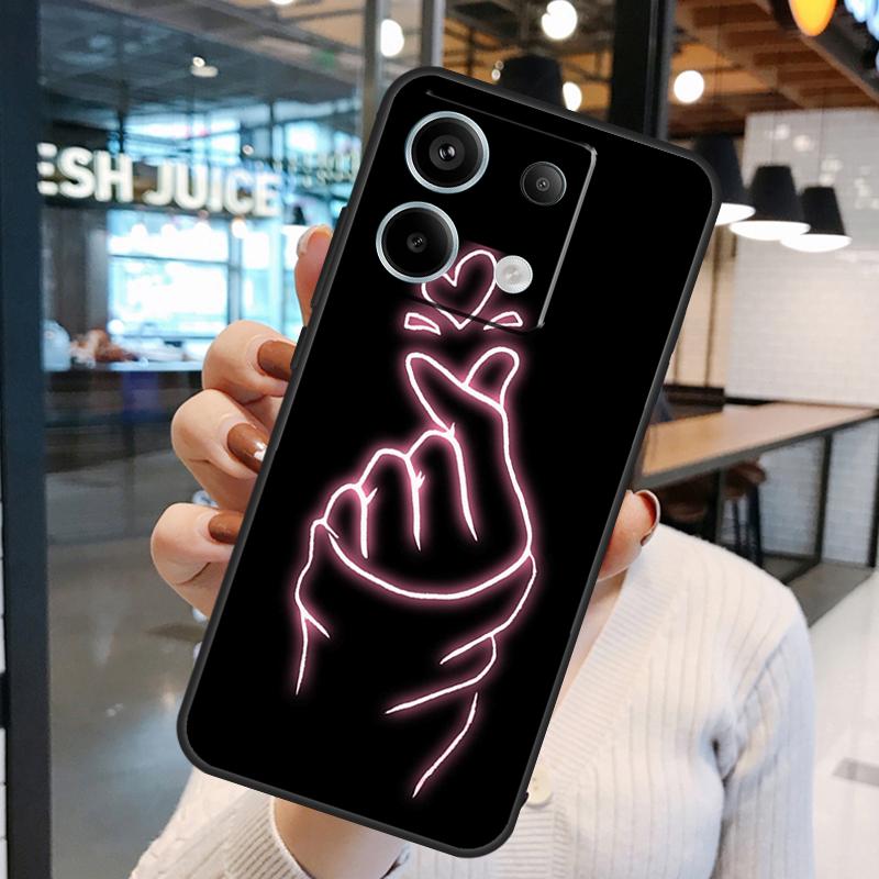 Чехол Kpop Сердце Пальцами Для Xiaomi Redmi Note 11 9 10 12 13 14 15 Pro Plus Redmi 15 15C 10C 12C 13C 14C Обложка