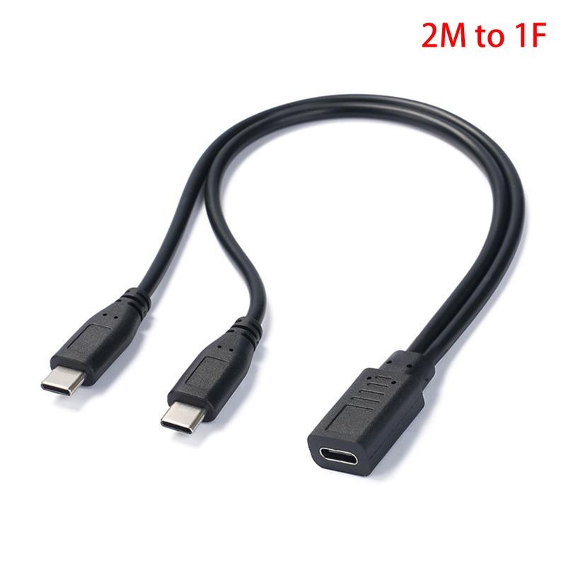 Разветвитель USB-C Type C 1 на 2 Удлинительный кабель Провод для ПК Телефона Планшета 15 Вт 3 А Шнур адаптера питания Преобразователь зарядки Линия