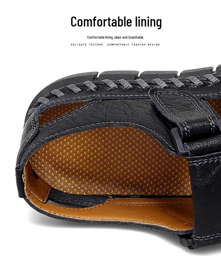 Мужские пляжные сандалии больших размеров в стиле ретро 2025 года: Летние слипоны с перфорацией, повседневные шлепанцы