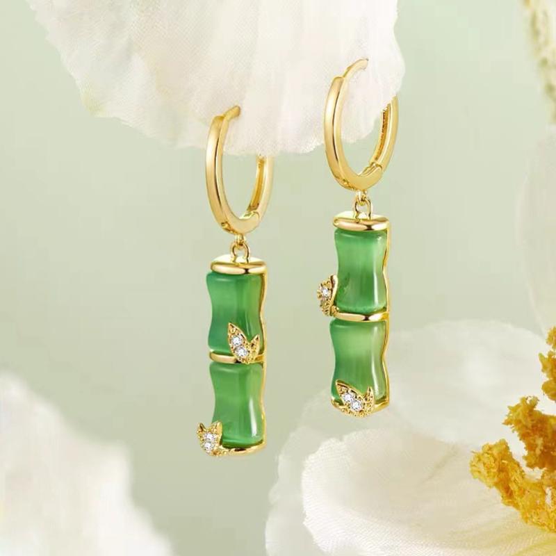 Серьги-подвески в форме бамбука в стиле ретро, роскошные женские аксессуары, серьги золотого цвета для вечеринки, модные украшения