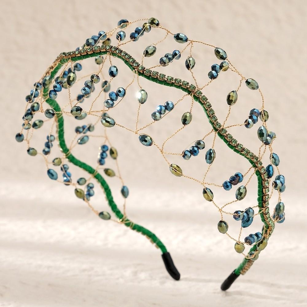 Ручной работы Кристальные бусины Сетка для волос Корона Элегантные ободки Свадебные резинки для волос Головной убор