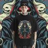 Death Round Collar Tee Oversized Loose Tops Retro Harajuku Rap Style Shirt Graphic Cotton T Shirt Causal Unisex T-shirt Custom