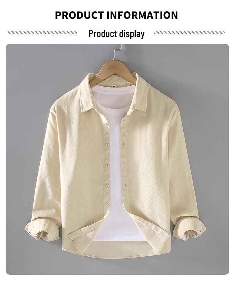 Мужская вельветовая рубашка-куртка с длинным рукавом: Повседневная рабочая одежда, однобортная, многослойная верхняя одежда