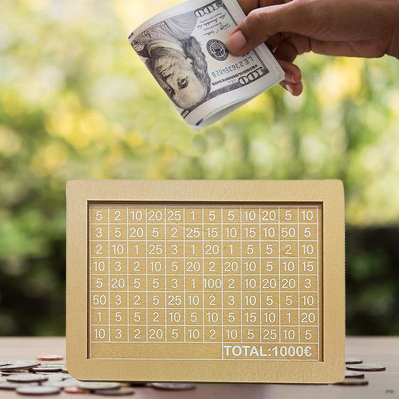 Копилка деревянная копилка 1000/2000/3000 евро с копилкой многоразового использования с целью сбережения и числами