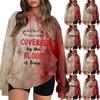 Women's Fashion Casual Long Sleeve Halloween Printed Neck Sweatshirt Top