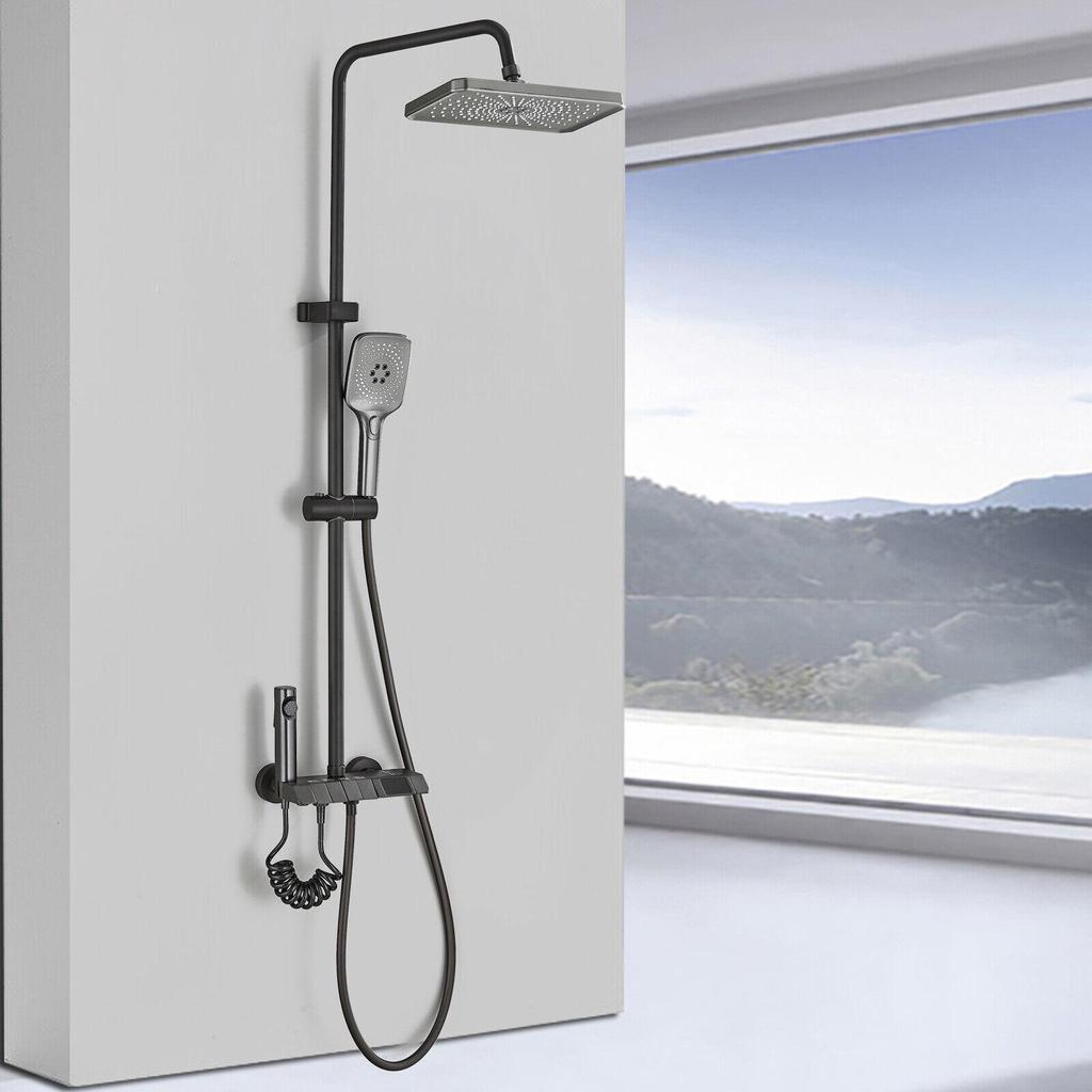 Shower Faucet Set Digital Display 4 Function Piano Key Rainfall Shower Combo Set