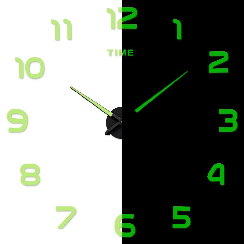 Бесшумные светящиеся безрамные 3D настенные декоративные цифровые часы настенные часы