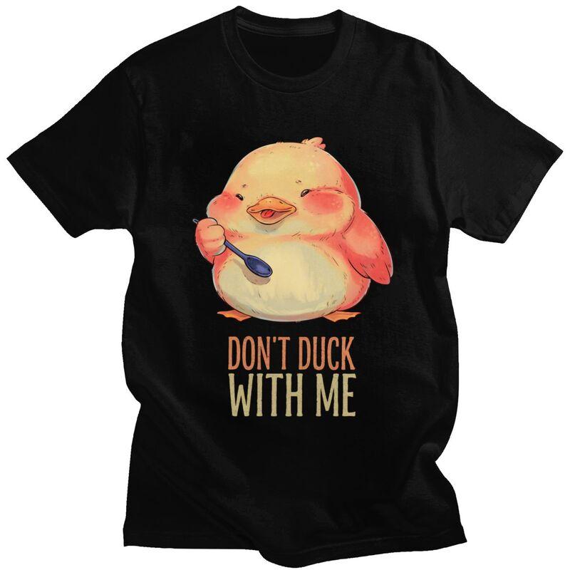 Dont Duck With Me Funny Duck T Shirt Unisex Women Short Sleeve Tshirts Casual Tee Tops Pure Cotton Loose Oversized Clothing