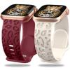 Leopard Engraved Strap For Apple Watch Band 44mm 40mm 45mm 49mm 41mm 38mm 42mm Silicone Band for Iwatch Series 7 Se 3 6 8 Ultra Bracelet