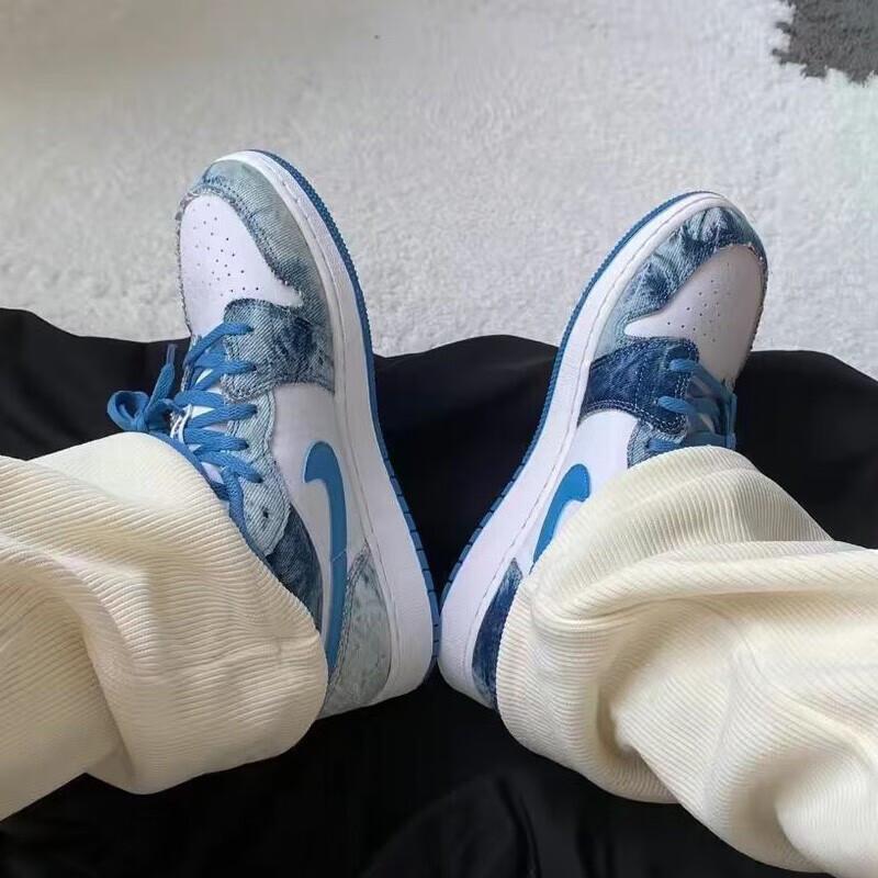 Air Jordan 1 Low ALT TD DM8949-100 Детские Джинсовые Кроссовки на Липучках Lifestyle